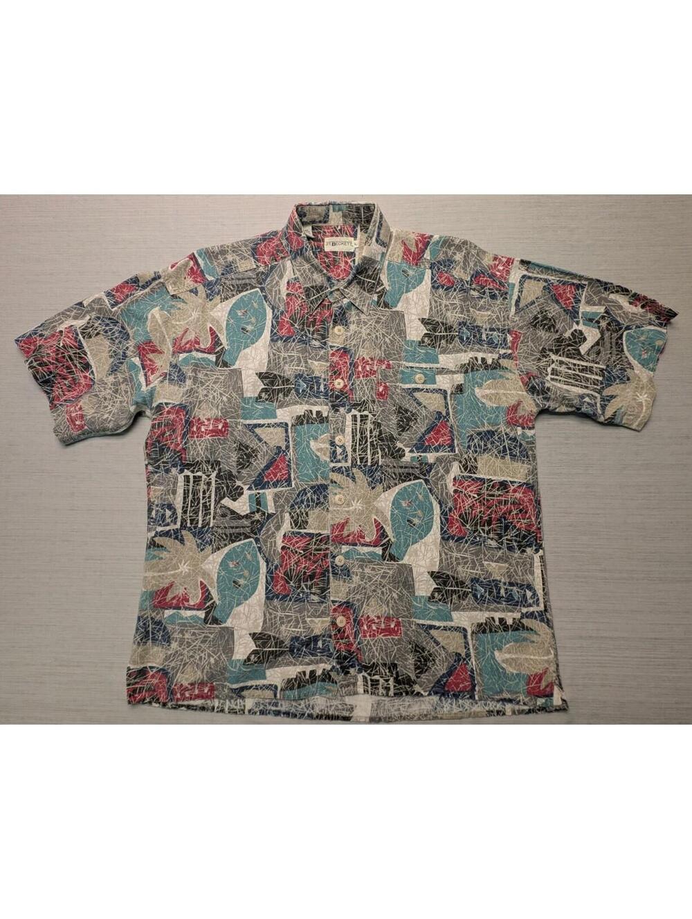 Vintage J. T. Beckett  Geometric Abstract Button Up Large